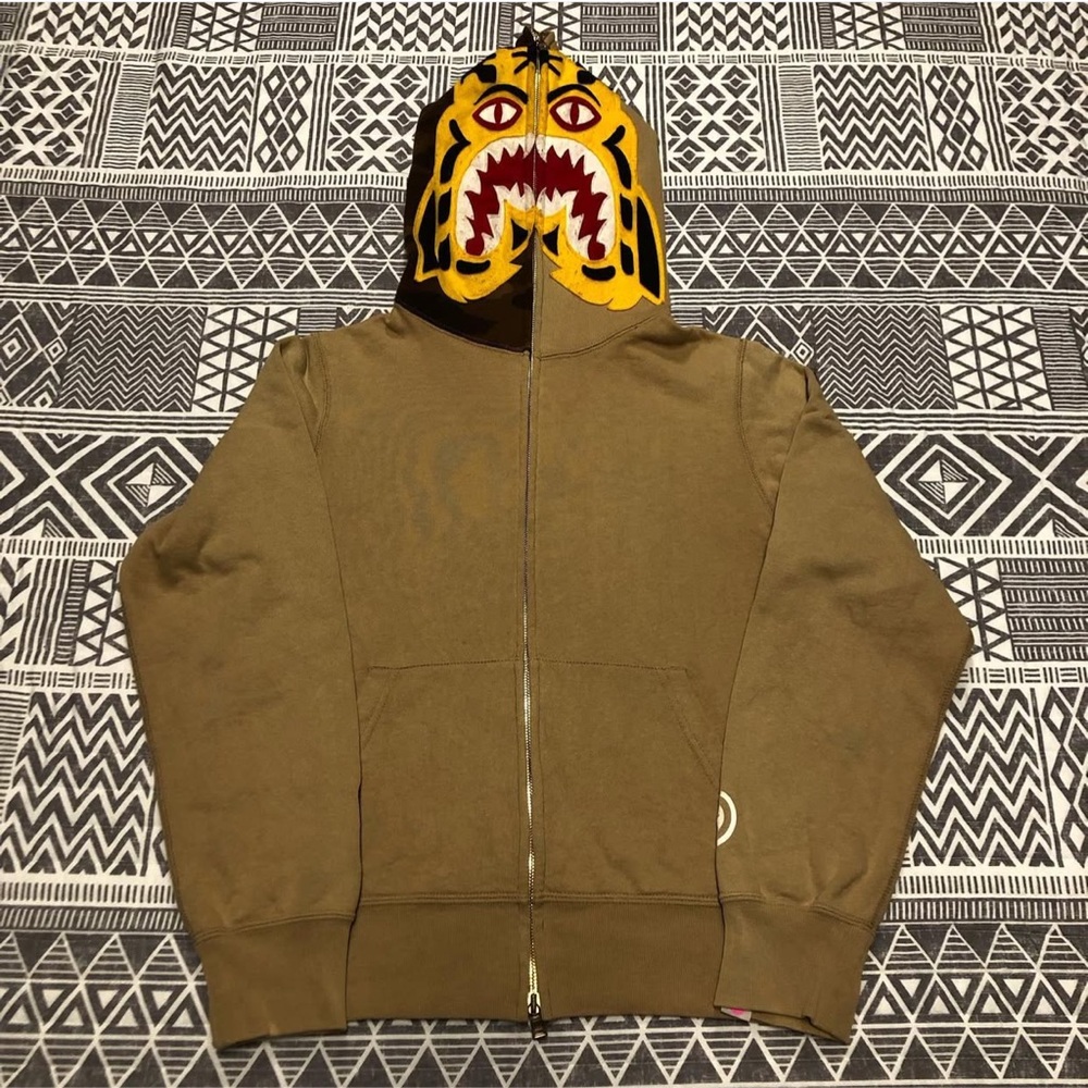 A Bathing Ape Bape 1st Camo Tiger Full Zip Hoodie Size Short